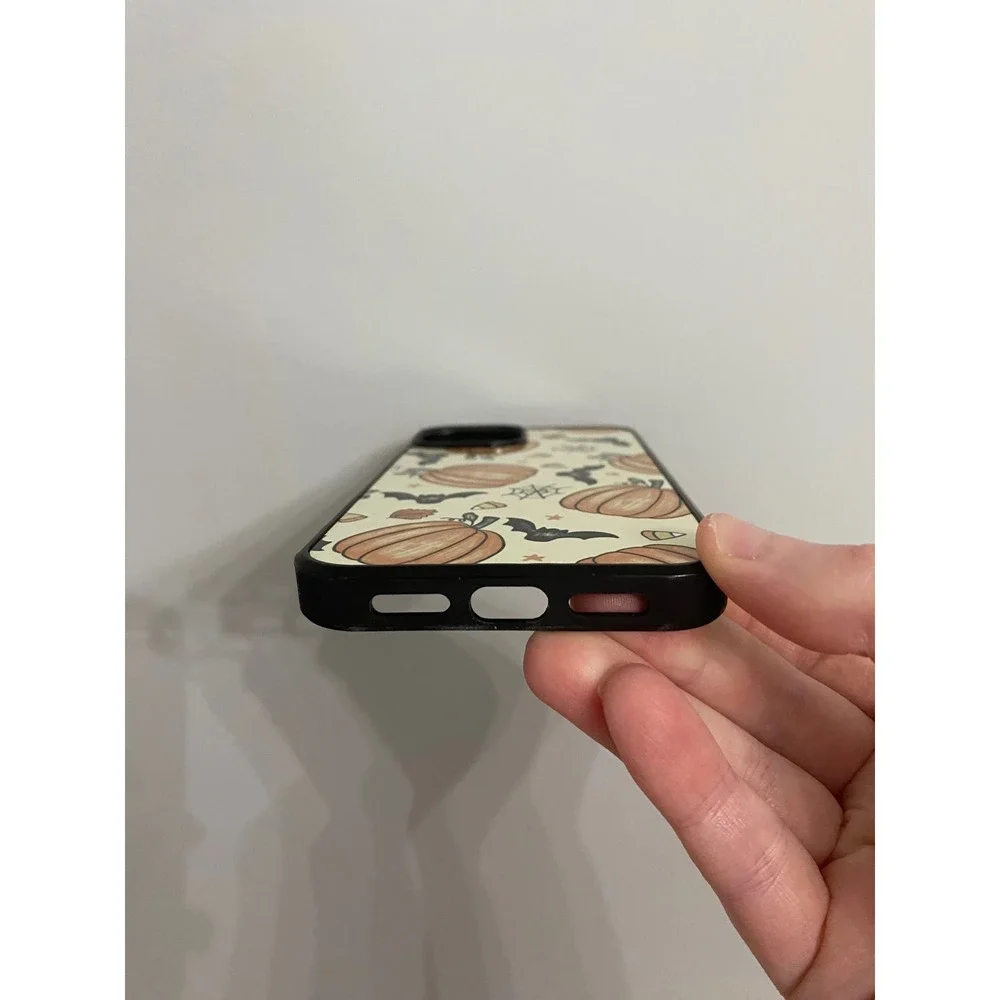 iPhone 14 Case Unisex OS Cream Halloween Pumpkin Bat Spooky Fall Pattern Bumper